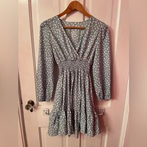 Elegant Blue Patterned Dress